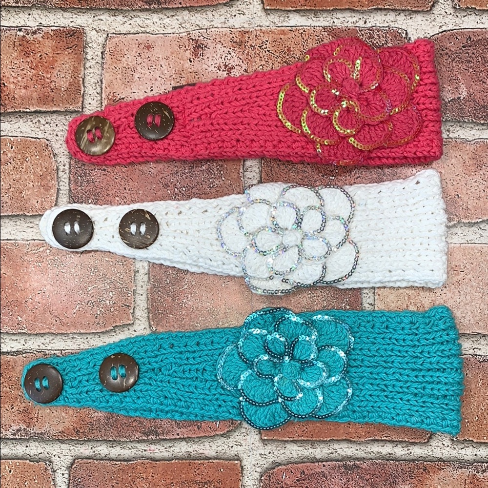 Colorful Knitted woman’s Headbands with Floral Design
